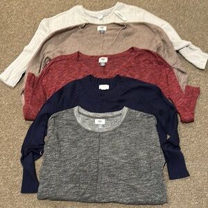 Old Navy Gray and Blue Crew Neck Sweaters Soft Knit Collection